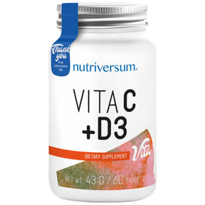 Vita C + D3 | Vitamin C 500 mg + Vitamin D 1000 IU 60 Tablets - Nutra Best Europe