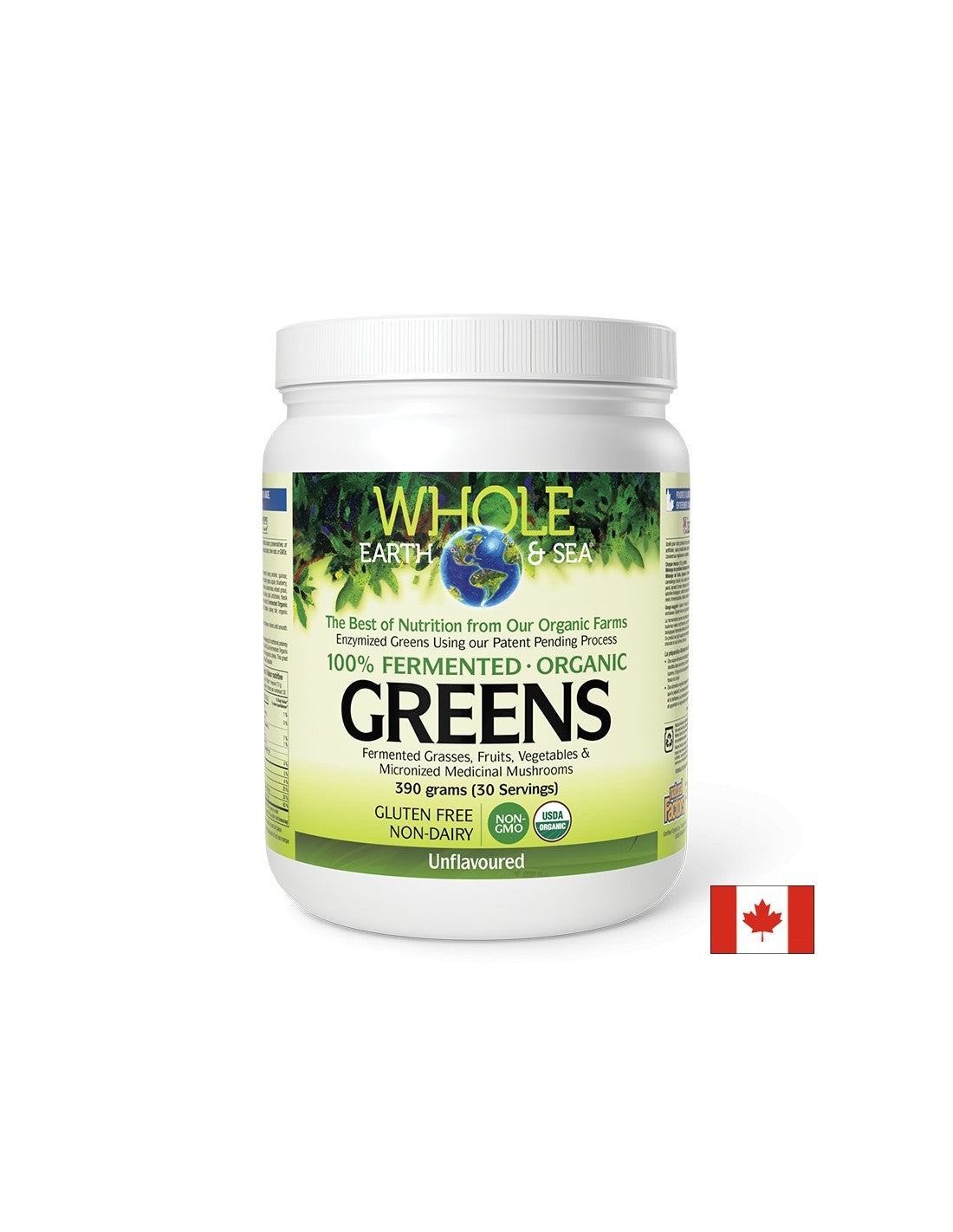 Whole Earth &amp; Sea - 100% ферментирали органични растителни храни, неовкусени x 390 g на прах <tc>Natural Factors</tc>