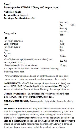 Ashwagandha KSM -66® 200 mg - 60 капсули