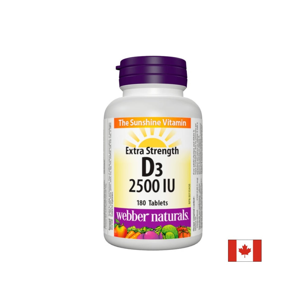 Здрави кости и силен имунитет - Витамин D3 2500 IU, 180 таблетки <tc>Webber Naturals</tc>
