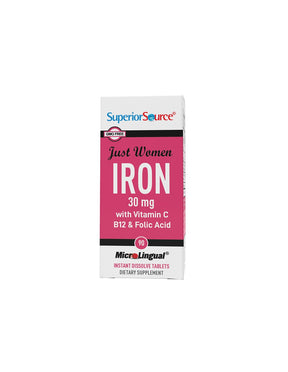 Iron with Vitamin B12, C and Folic Acid, 90 Sublingual Tablets Superior Source - Nutra Best Europe