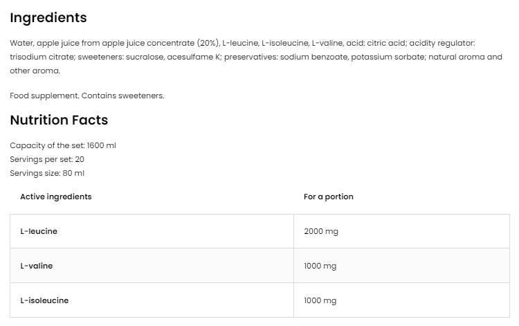 BCAA изстреля 80 ml